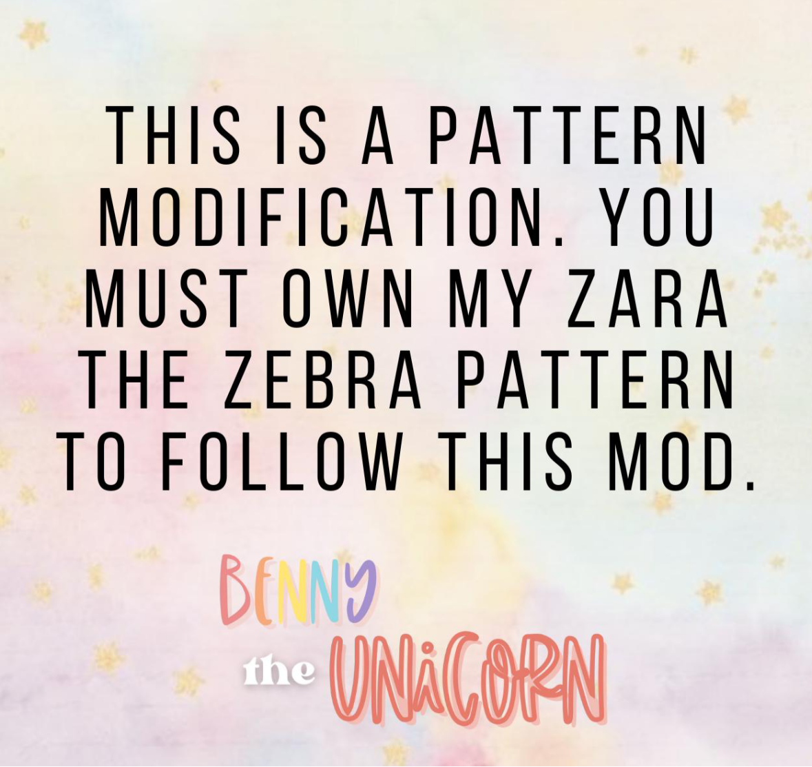 PATTERN MODIFICATION Benny the Unicorn Crochet Pattern **please read description
