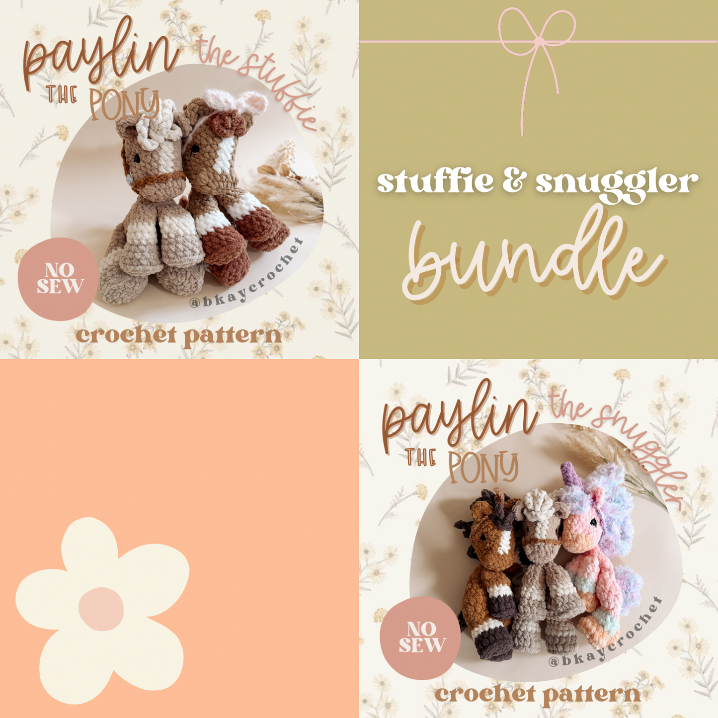 BUNDLE Paylin the Pony STUFFIE + SNUGGLER Crochet Pattern