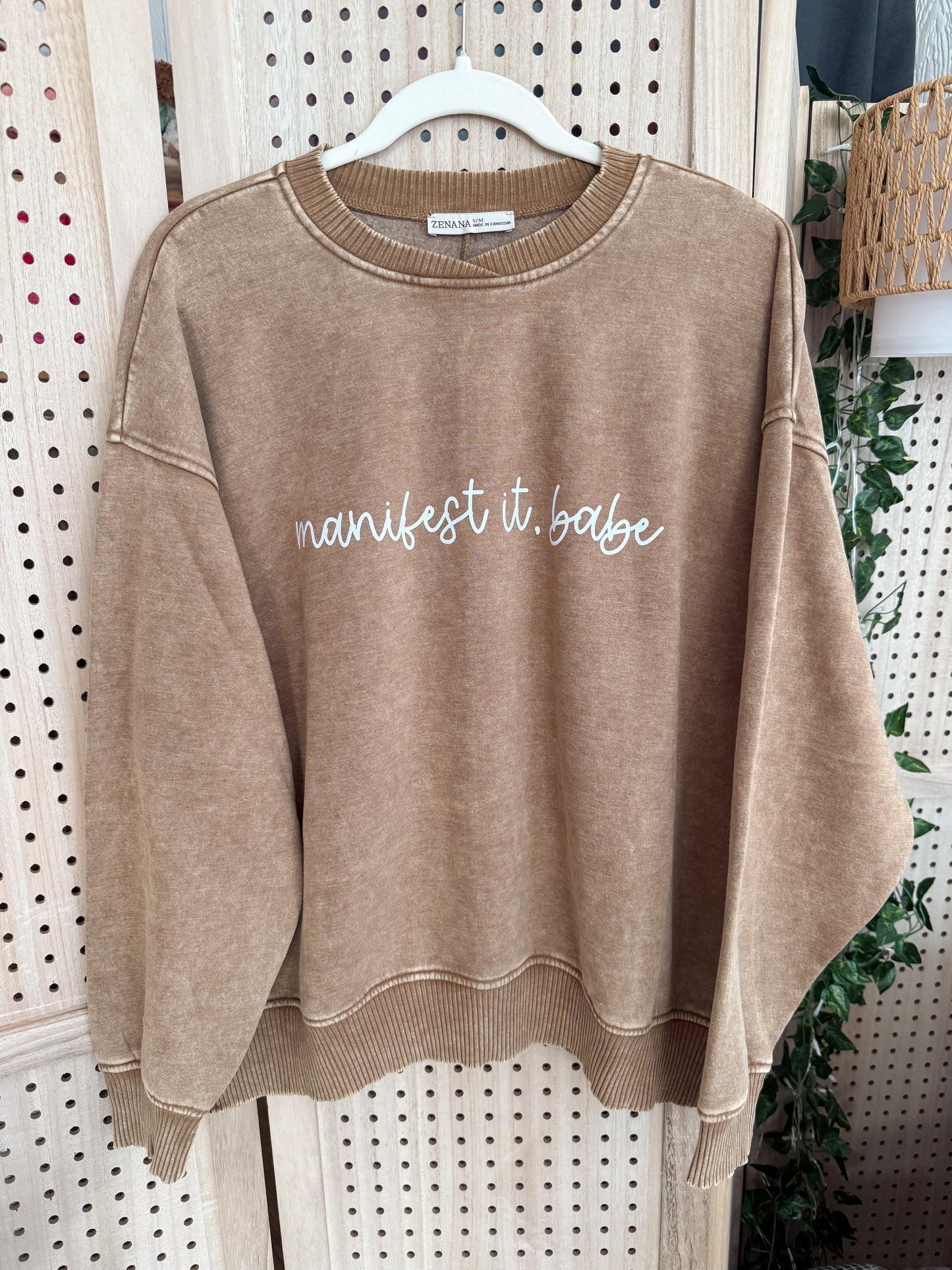 Minimalist “manifest it, babe” Oversized Sweater
