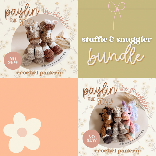 BUNDLE Paylin the Pony STUFFIE + SNUGGLER Crochet Pattern