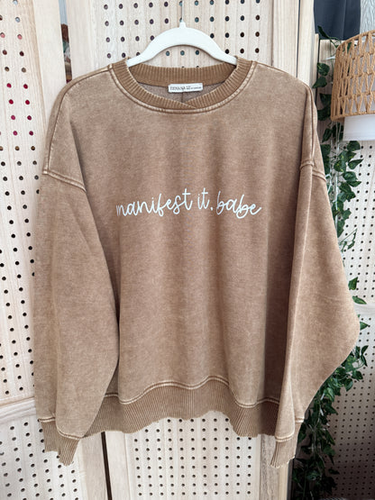 Minimalist “manifest it, babe” Oversized Sweater