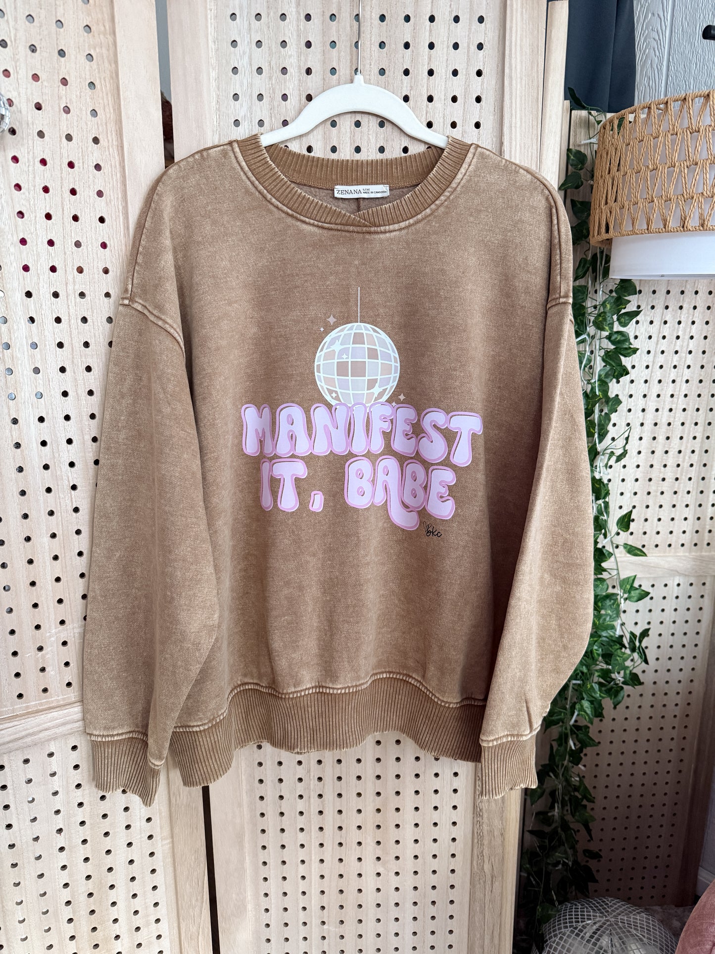 Disco Ball “manifest it, babe” Oversized Sweater