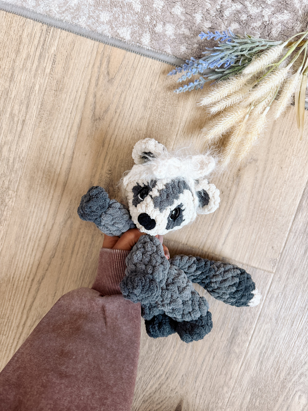 ITTY Rivie the Raccoon Snuggler + Stuffie 2-in-1 Crochet Pattern