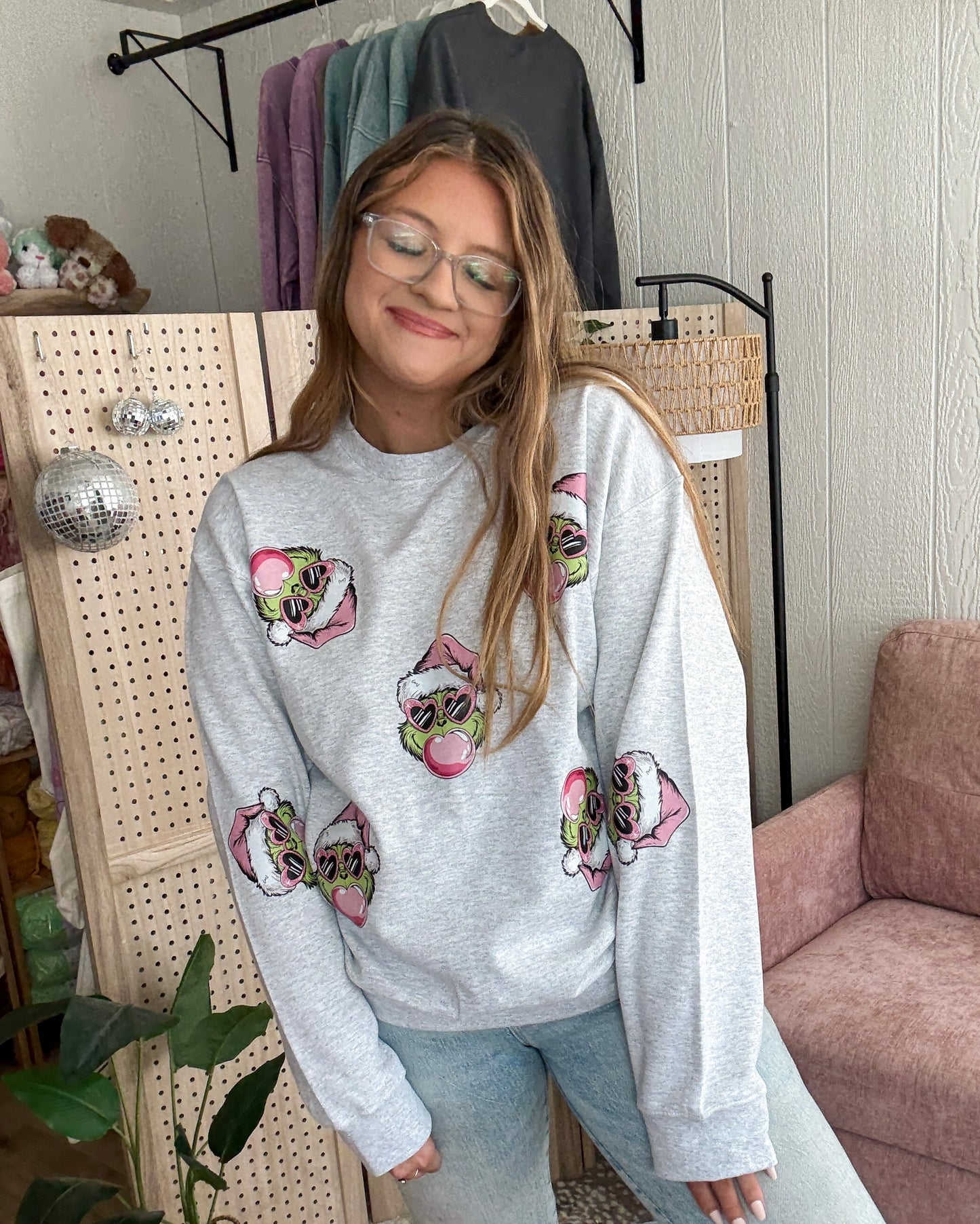 Bubble Grinch Graphic Sweater