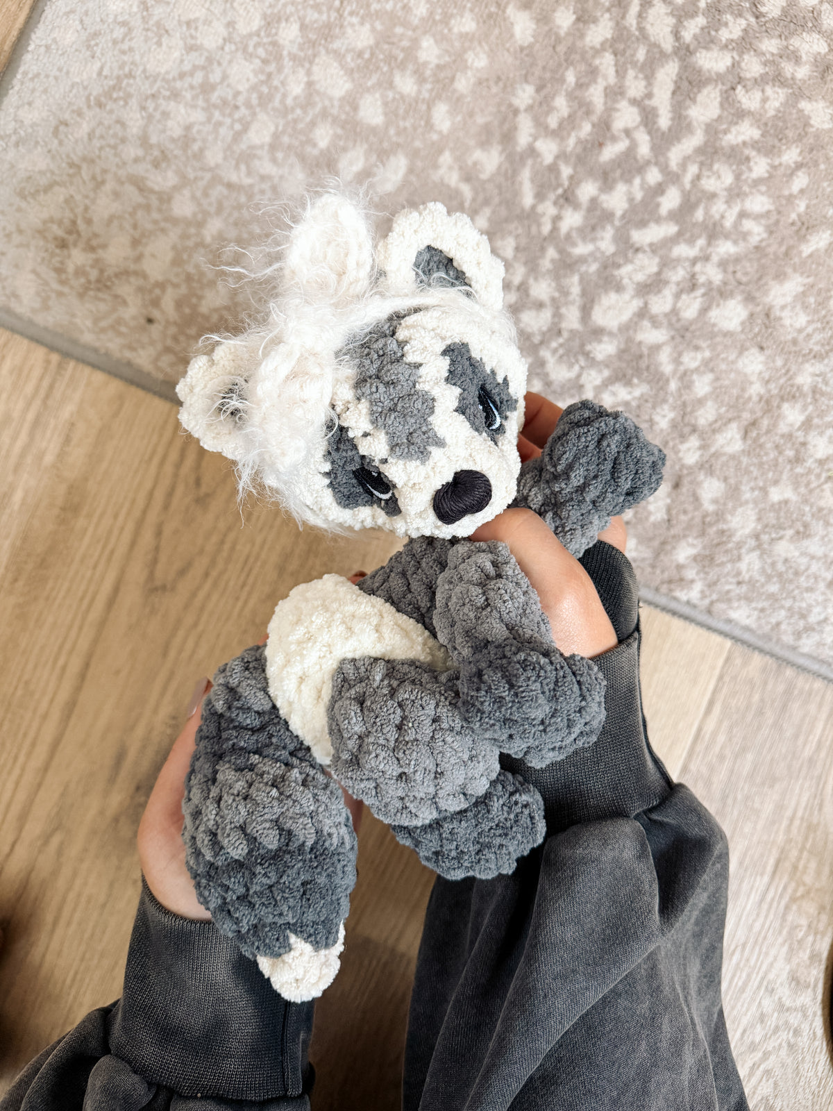 ITTY Rivie the Raccoon Snuggler + Stuffie 2-in-1 Crochet Pattern