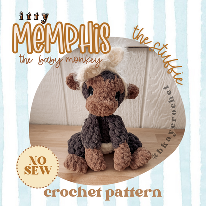 ITTY Memphis the Monkey STUFFIE Crochet Pattern