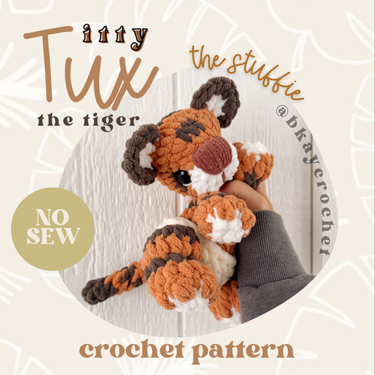 ITTY Tux the Tiger STUFFIE Crochet Pattern